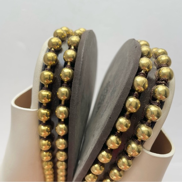 CHLOE Sawyer Slide Studded Flat Sandals Size 9 White Designer Slip On - Picture 5 of 5